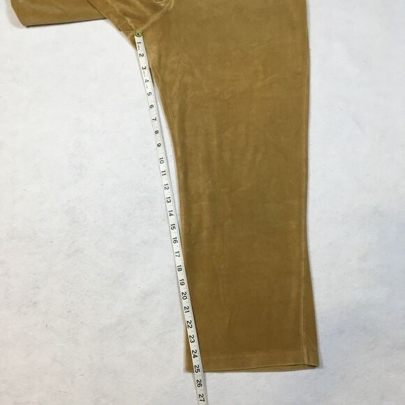 Lands End Womens L Velour Wide Leg Lounge Crop Pants Gold Tan Drawstring Comfy - Picture 7 of 11